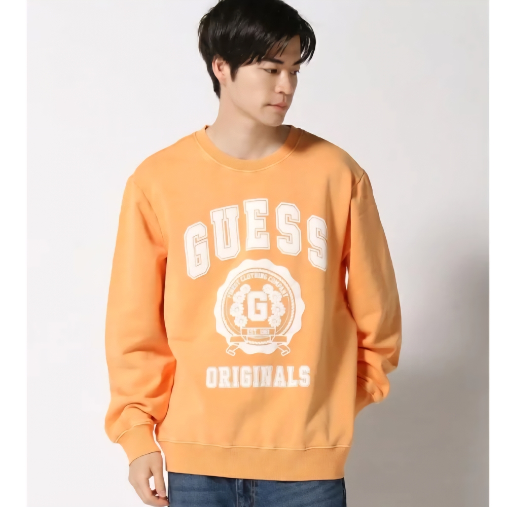 GUESS Men's Orange Crewneck Sweatshirt